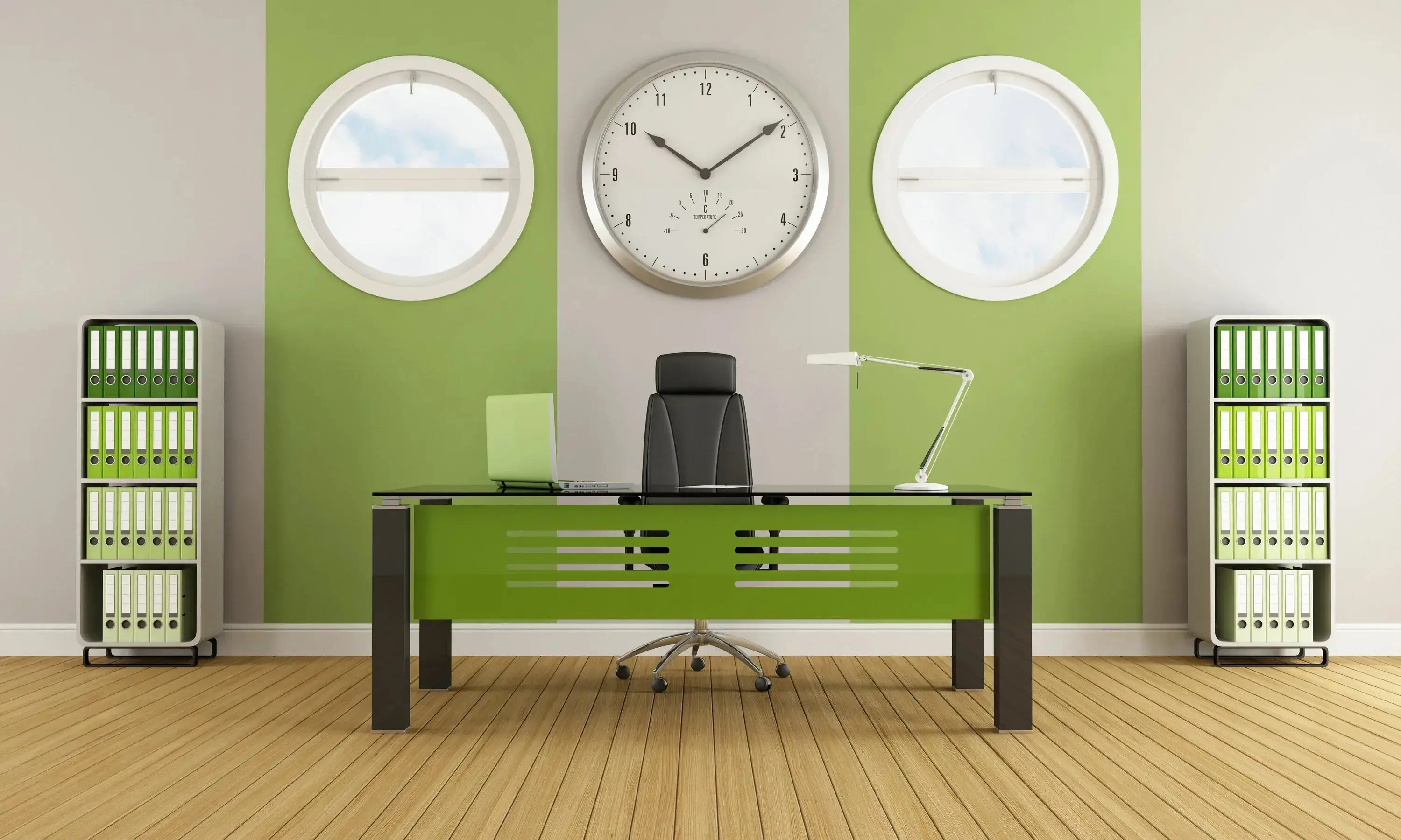 The Orion clock in a minimalist office